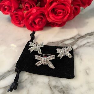 Elegant Silver Bow Jewelry Set